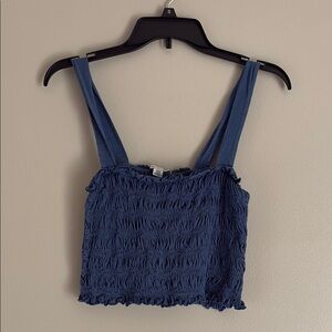 Blue Smocked Women's Tank Top American Eagle